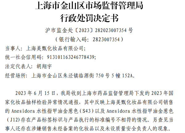 上海一家化妝品工廠因質(zhì)量安全負(fù)責(zé)人空缺被罰！